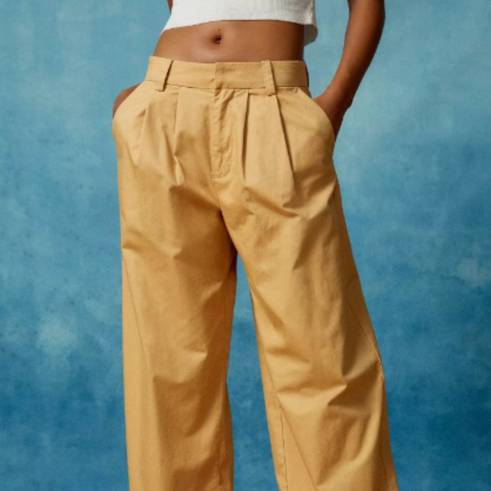 BDG Grandpa Twill Mid-Rise Baggy Pant Khaki Tan Urban Outfitters 16 NWT 34